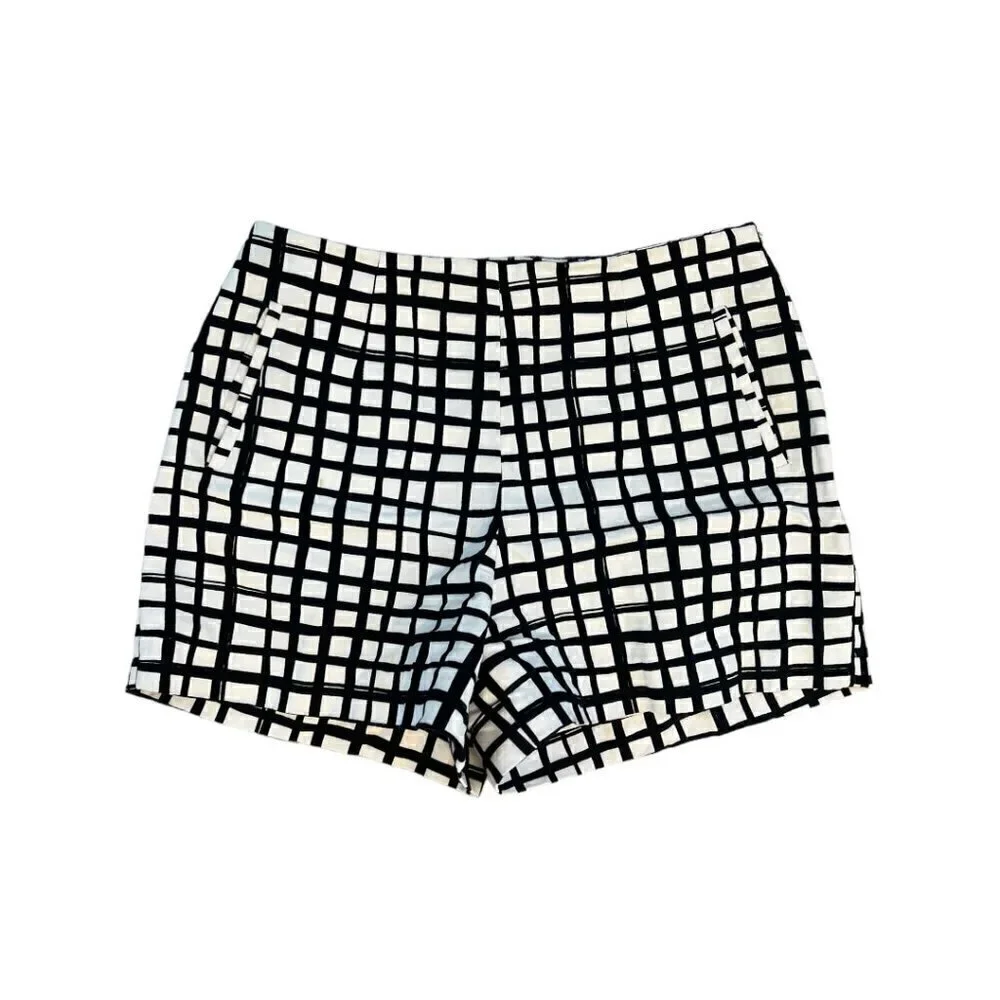 WHIT Structured Shorts Printed Grid Size 4 Women's Cotton